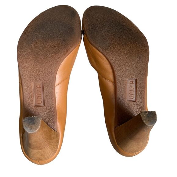 Unisa Tan Leather Criss-Cross Peep Toe High Heel Pumps Size 9.5 - Picture 4 of 9